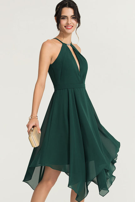 Robe Trapèze Bleue Navy Perlée Asymétrique - gallery 2