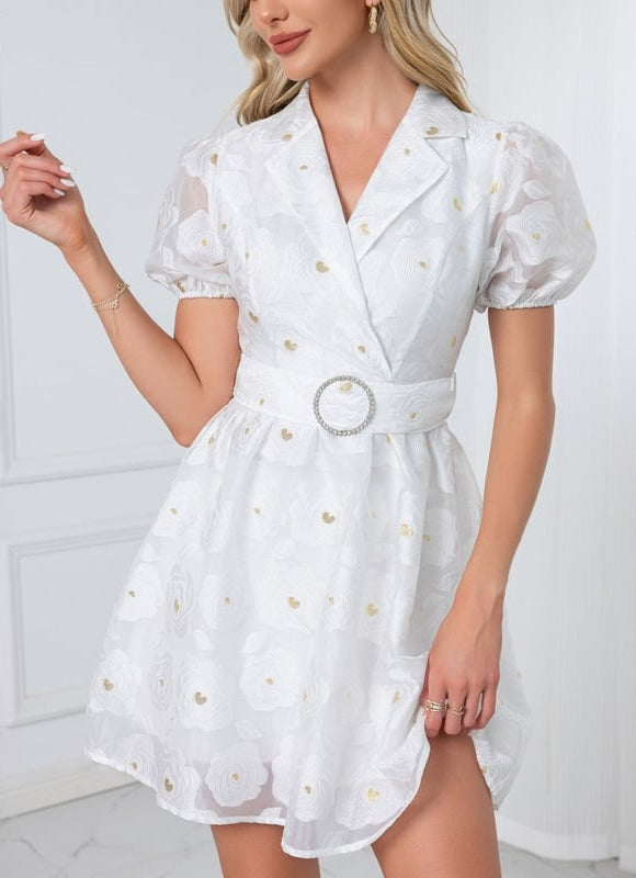 Robe Trapèze Jacquard Marine - gallery 4