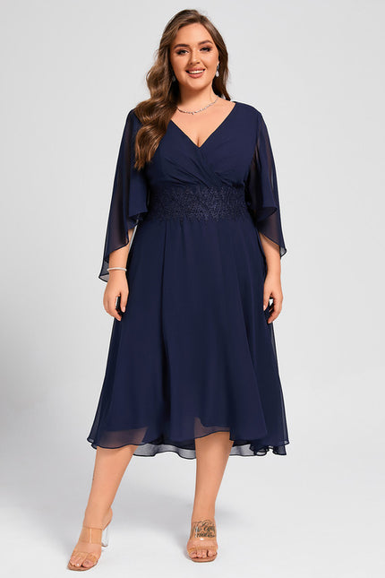 Robe Trapèze Chiffon Marine - gallery 9
