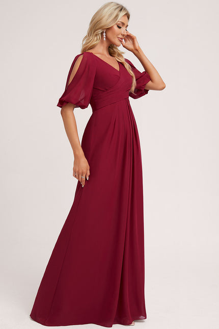 Robe Trapèze Longue Beige Élégante - gallery 2