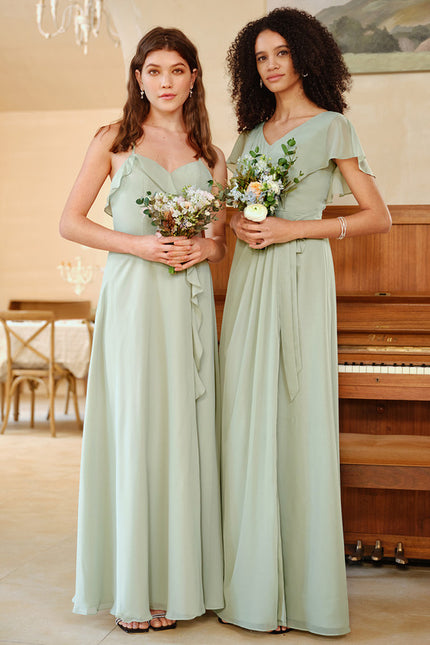 Robe Trapèze Longue Beige Élégante - gallery 5
