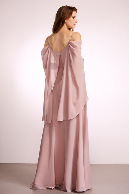 Robe Trapèze Longue Beige Élégante - gallery 4