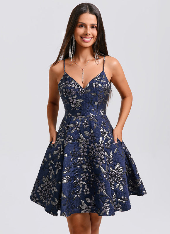 Robe Trapèze Jacquard Marine