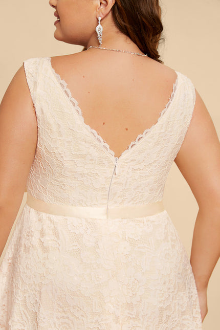 Robe Trapèze Lueur De Dentelle - gallery 7