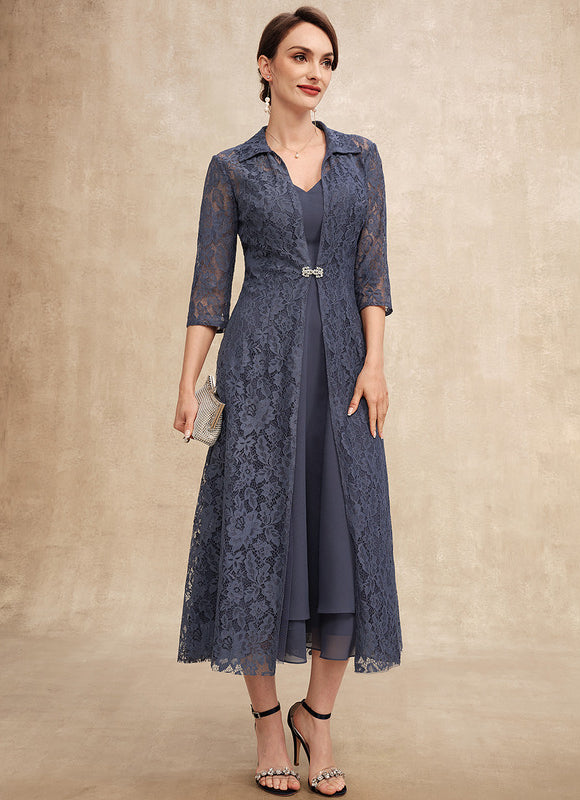 Robe Trapèze Nuit Dentelle Bleu