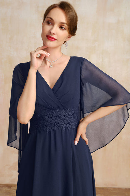 Robe Trapèze Chiffon Marine - gallery 1