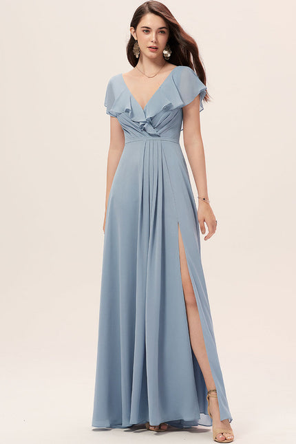 Robe Trapèze Longue Beige Élégante - gallery 3