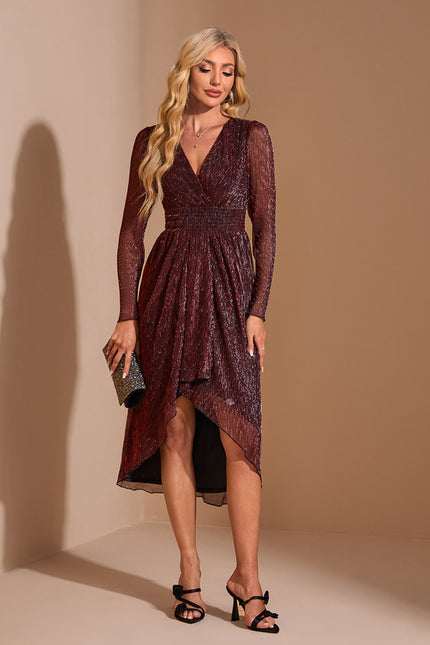 Robe Trapèze Bordeaux Éthéré - gallery 4