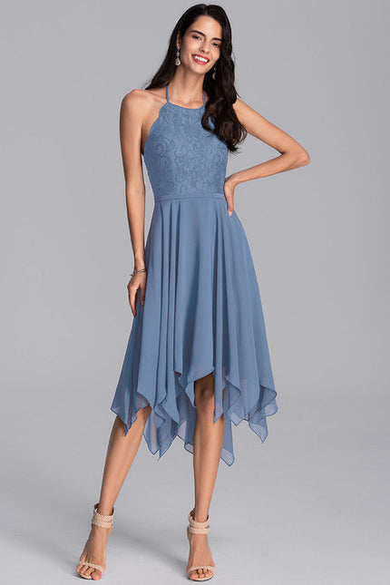 Robe Trapèze Bleu Aérien - gallery 2