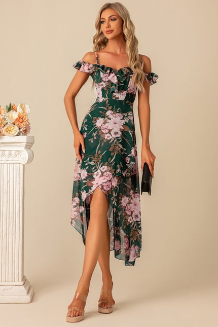 Robe Trapèze Élégance Florale Émeraude - gallery 2