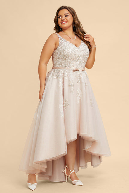 Robe Trapèze Lueur De Satin Rosé - gallery 7