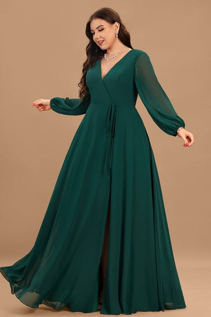 Robe Trapèze Longue Beige Élégante - gallery 9