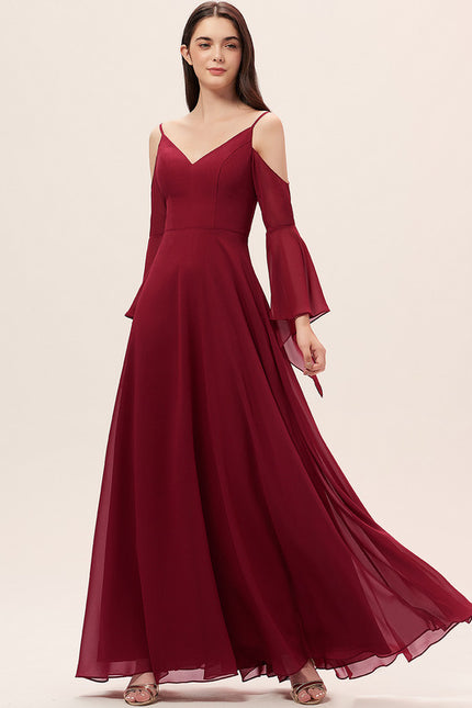 Robe Trapèze Longue Beige Élégante - gallery 3