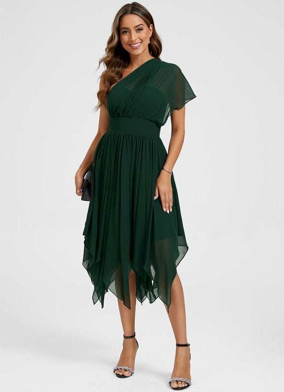 Robe Trapèze Mousseline Émeraude - gallery 2