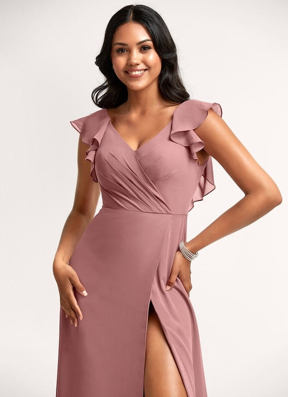 Robe Trapèze Mousseline Fendue - gallery 3