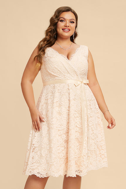 Robe Trapèze Lueur De Dentelle - gallery 5