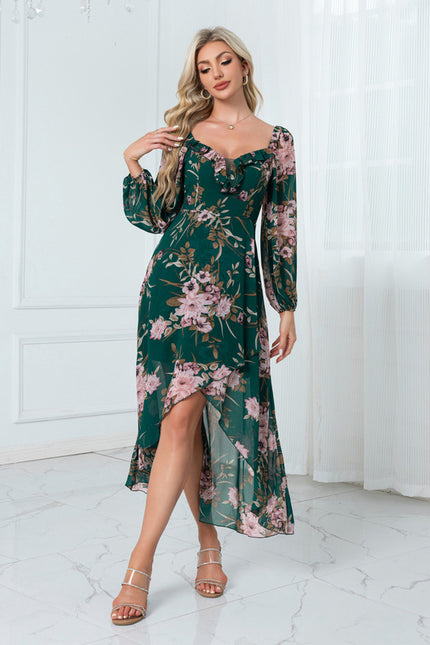 Robe Trapèze Florale Émeraude - gallery 5