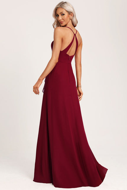 Robe Trapèze Longue Beige Élégante - gallery 3