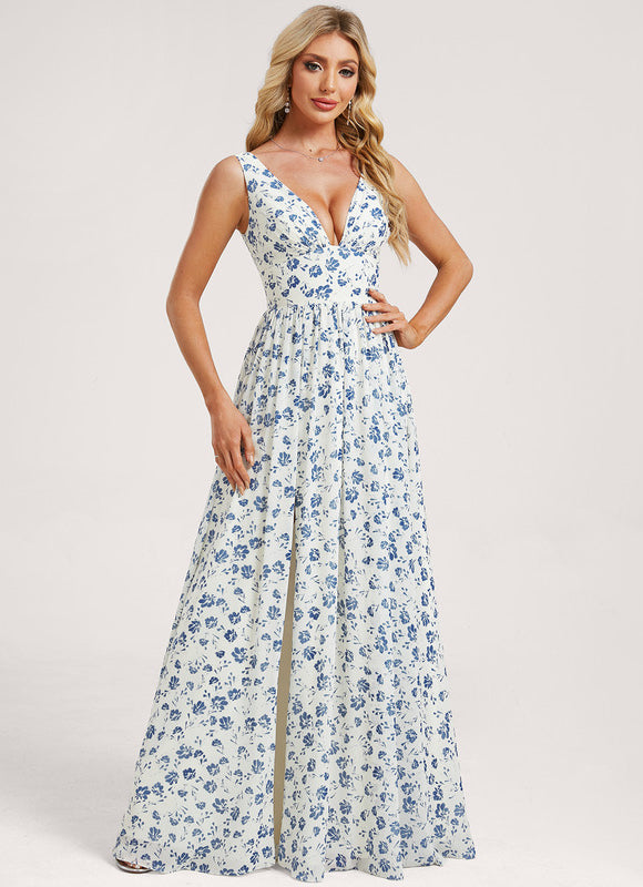 Robe Trapèze Longue Beige Élégante - gallery 2