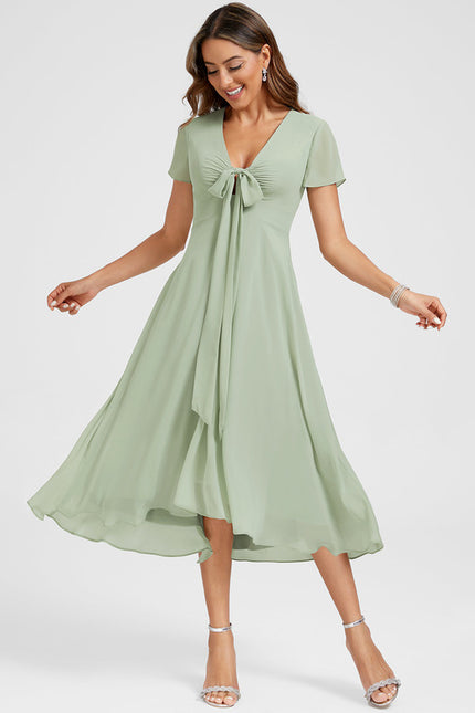 Robe Trapèze Flottante Verte - gallery 4