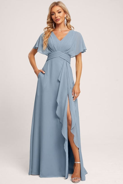 Robe Trapèze Mousseline Fendue - gallery 4