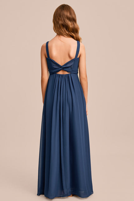 Robe Trapèze Mousseline Bleue - gallery 2