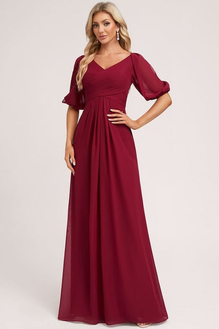 Robe Trapèze Longue Beige Élégante - gallery 4