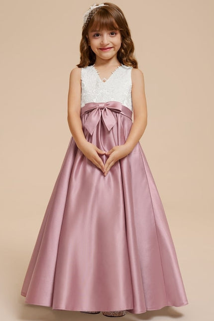 Robe Trapèze Mariage Enfant Satinée - gallery 3