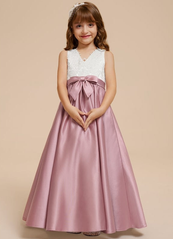 Robe Trapèze Mariage Enfant Satinée - gallery 3
