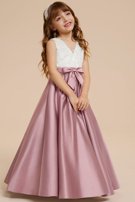 Robe Trapèze Mariage Enfant Satinée - gallery 7