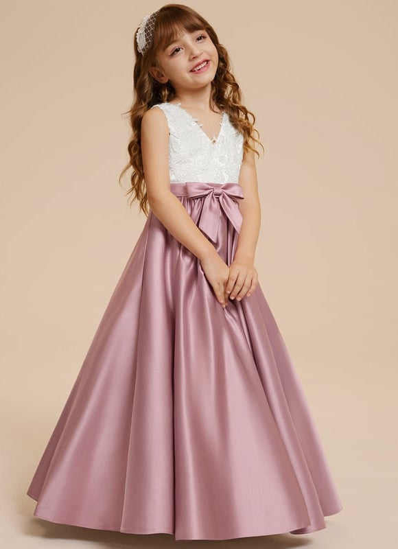 Robe Trapèze Mariage Enfant Satinée - gallery 7