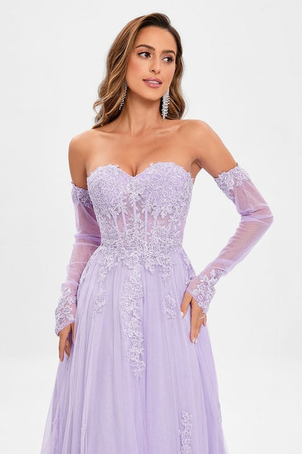 Robe Trapèze Lavande Élégante - gallery 2