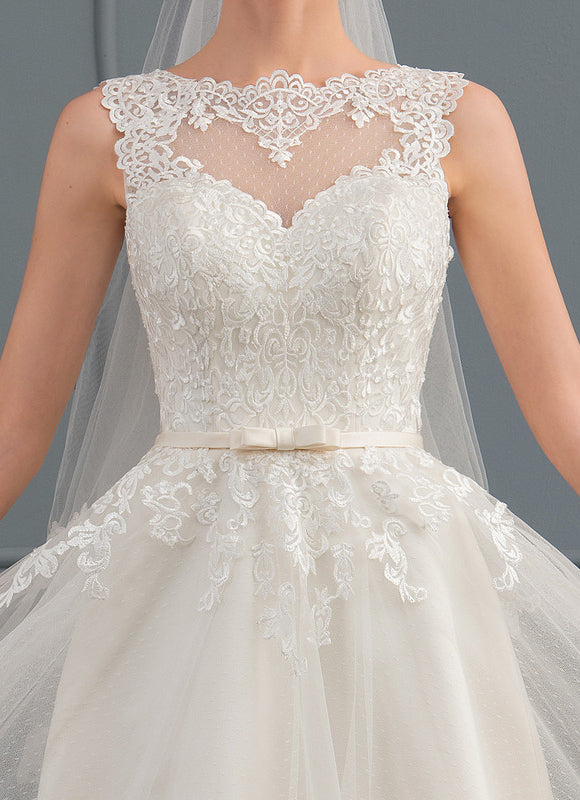 Robe Trapèze Ivoire Dentelle Satin Tulle - gallery 2