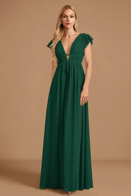 Robe Trapèze Longue Beige Élégante