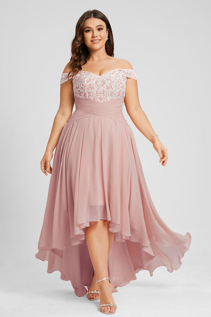 Robe Trapèze Dentelle Asymétrique - gallery 9