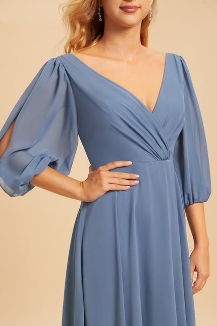 Robe Trapèze Mousseline Fendue - gallery 5