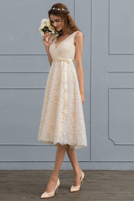 Robe Trapèze Lueur De Dentelle - gallery 3