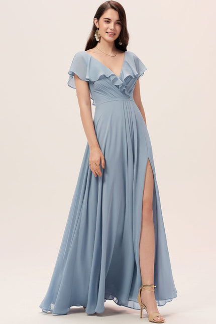 Robe Trapèze Longue Beige Élégante - gallery 2