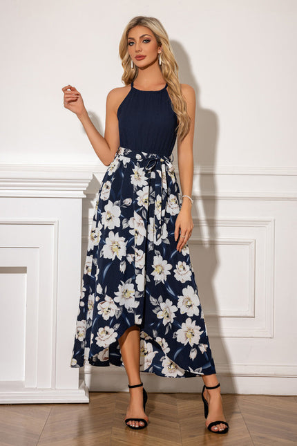 Robe Trapèze Fleurie Marine - gallery 3