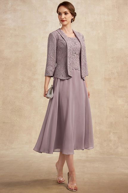 Robe Trapèze Lilas Élégant - gallery 5