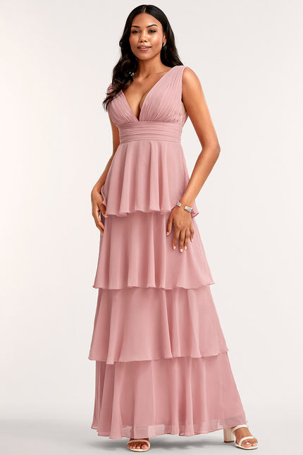 Robe Trapèze Longue Beige Élégante