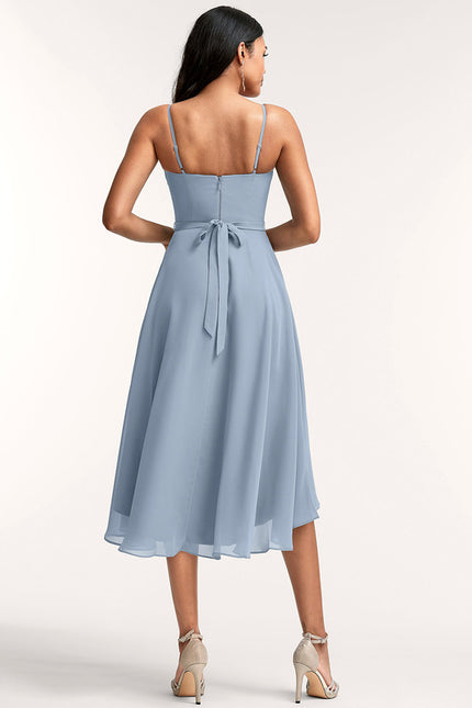 Robe Trapèze Mousseline Céleste - gallery 5