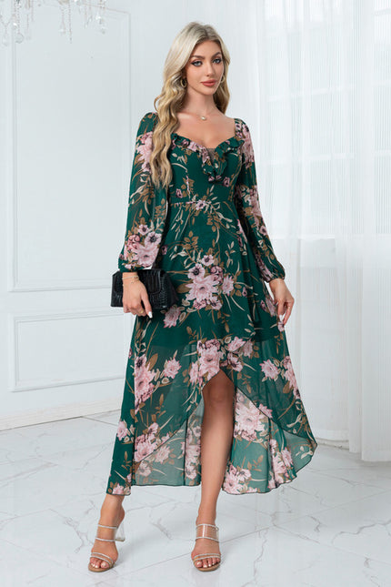 Robe Trapèze Florale Émeraude - gallery 4