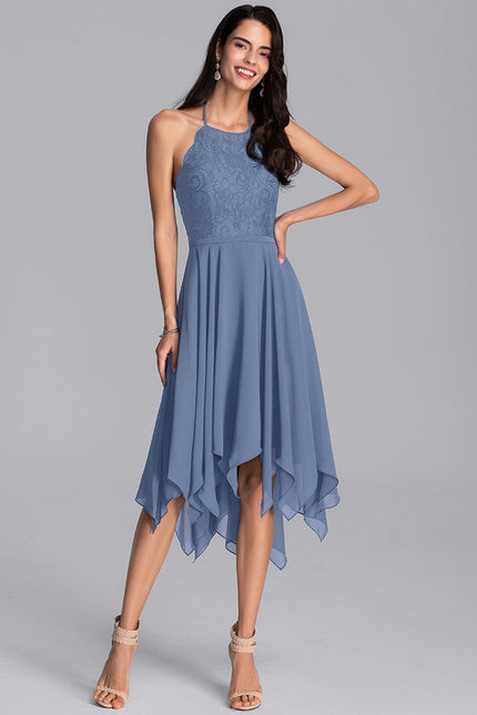 Robe Trapèze Bleu Aérien - gallery 5