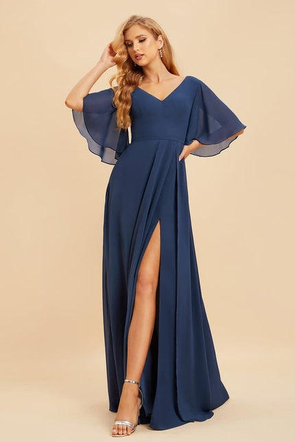 Robe Trapèze Longue Beige Élégante - gallery 2