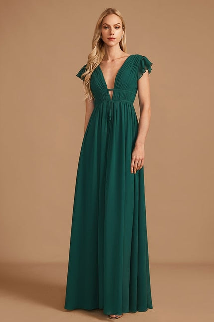 Robe Trapèze Longue Beige Élégante - gallery 4