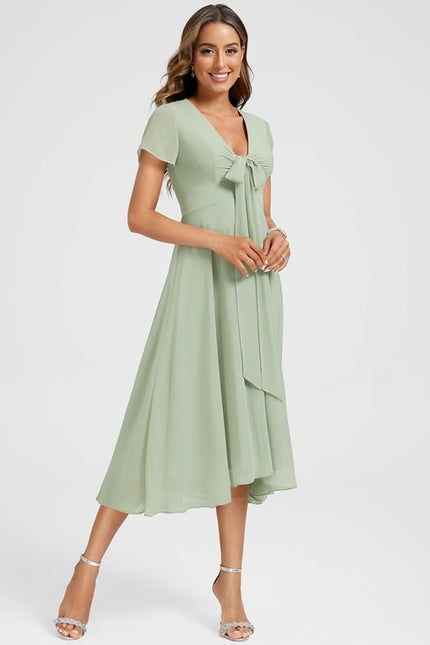 Robe Trapèze Flottante Verte - gallery 5