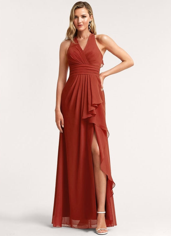 Robe Trapèze Mousseline Fendue - gallery 1