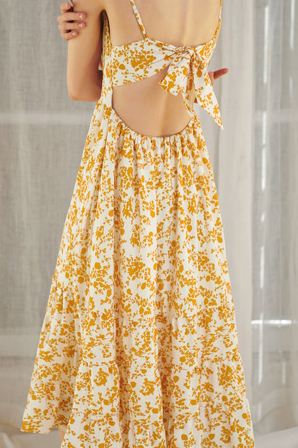 Robe Trapèze Jaune Florale - gallery 1