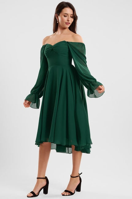 Robe Trapèze Flottante Verte - gallery 5
